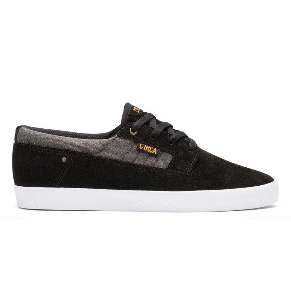 Circa Lancer Skate Skateboarding Sneakers Shoes Black Inca Gold Suede Mens 8 New